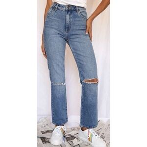 Rolla's Original High Rise Straight Leg Distressed Jeans